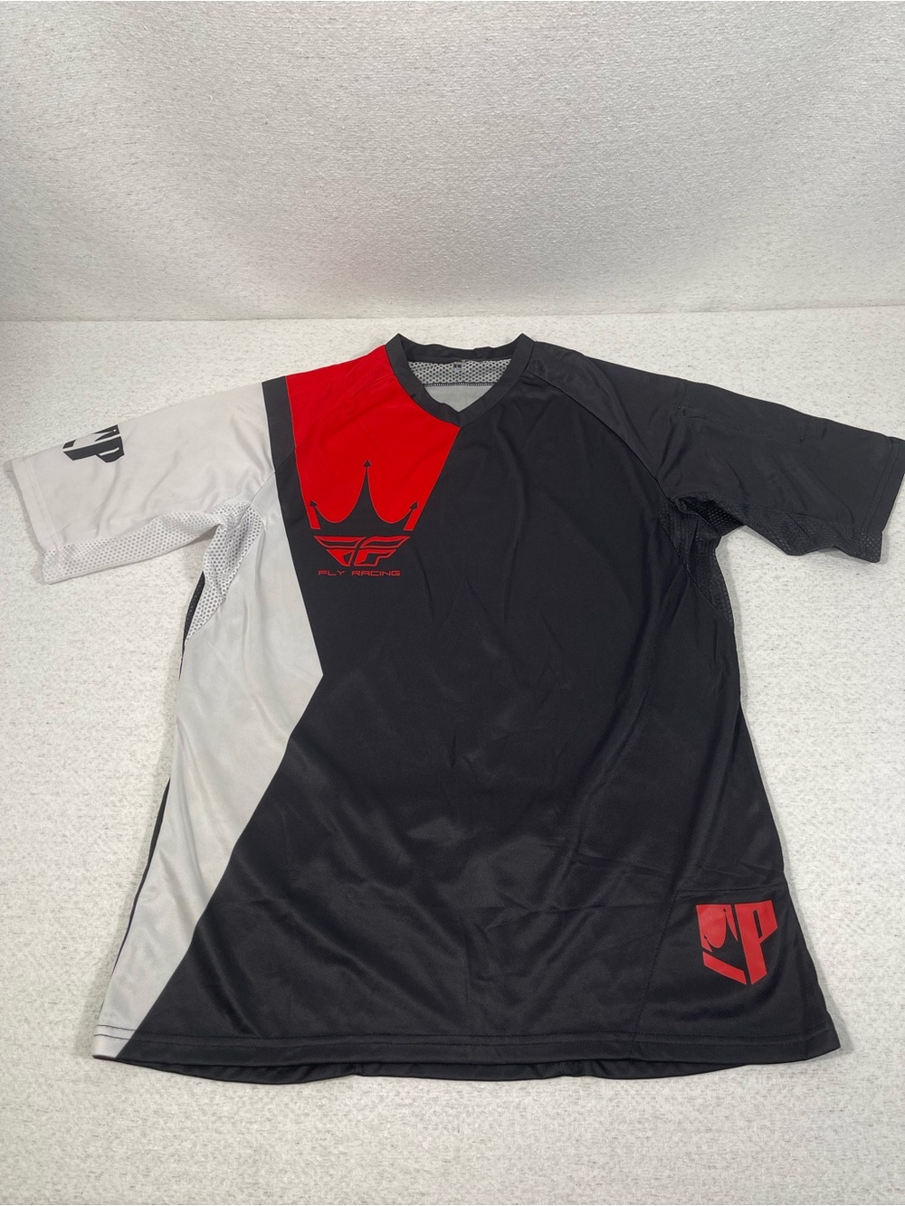 Fly Racing MTB BMX Motocross Jersey Mens Lg Short Sleeve Red Black White.SKU#547